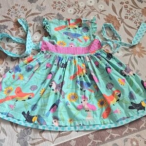 Gitls Tati And Me Spring Floral, Bird, Polka Dot, Blue Pink Dress Size 3T